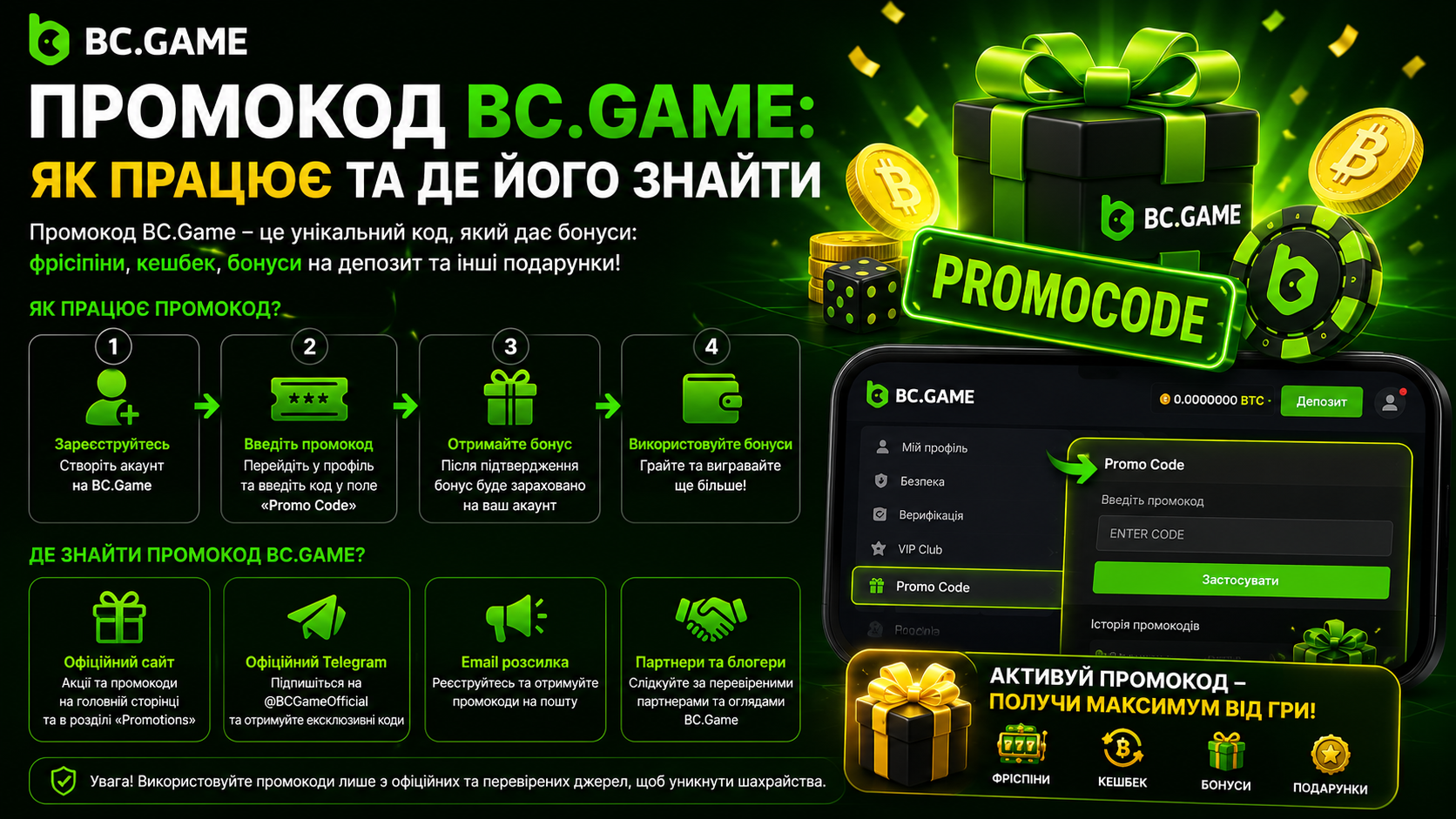 Промокод BC.Game: як працює та де його знайти